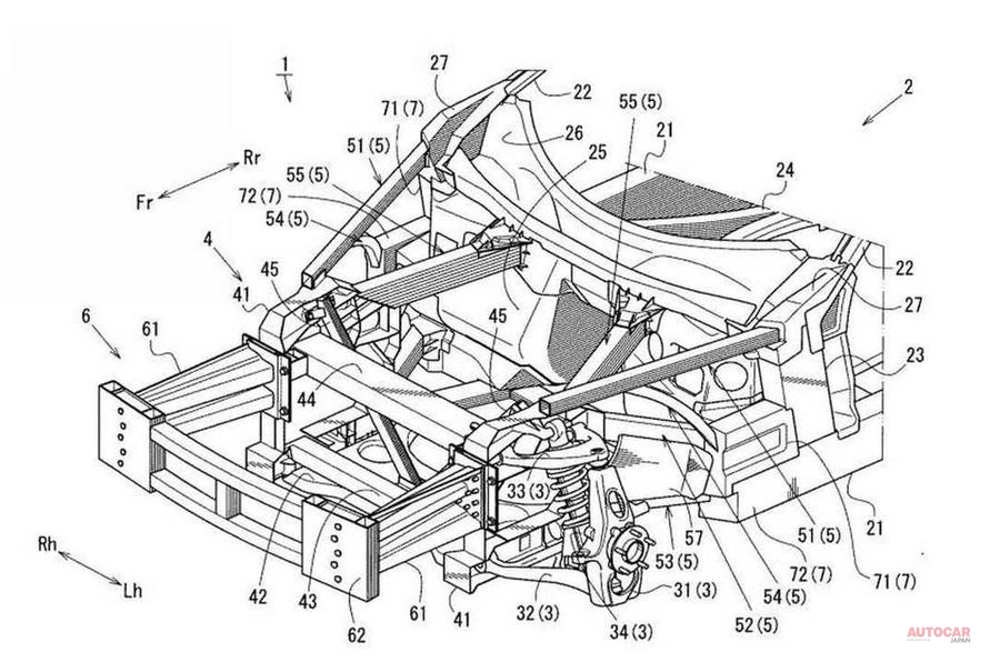 2019年には、マツダが新たなシャシー構造のパテントを申請していたことが判明。マツダの現行ラインナップには見られないスペースフレーム型シャシーの画像が添付されている。