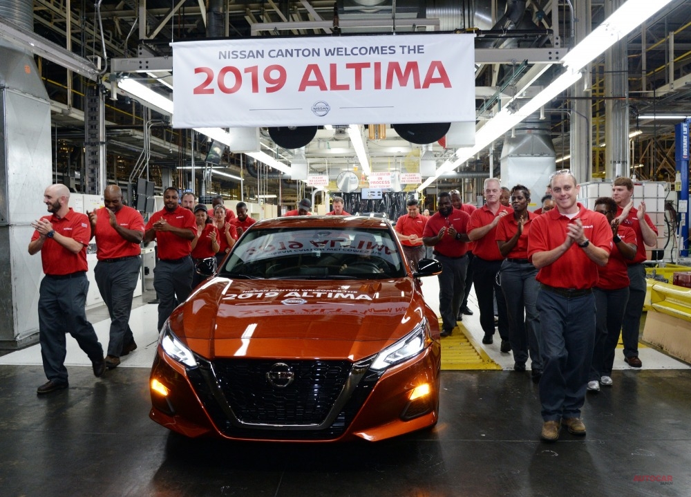 2018年に、新型アルティマ（2019年モデル）の生産開始を祝う北米キャントン工場。