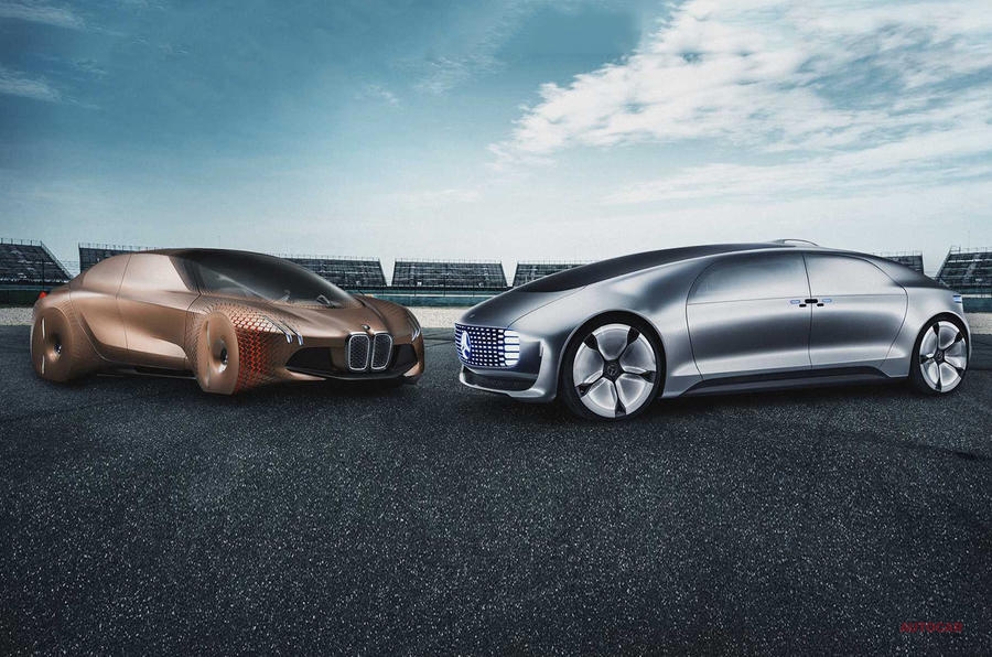 BMWとメルセデスベンツの自動運転開発車両イメージ図