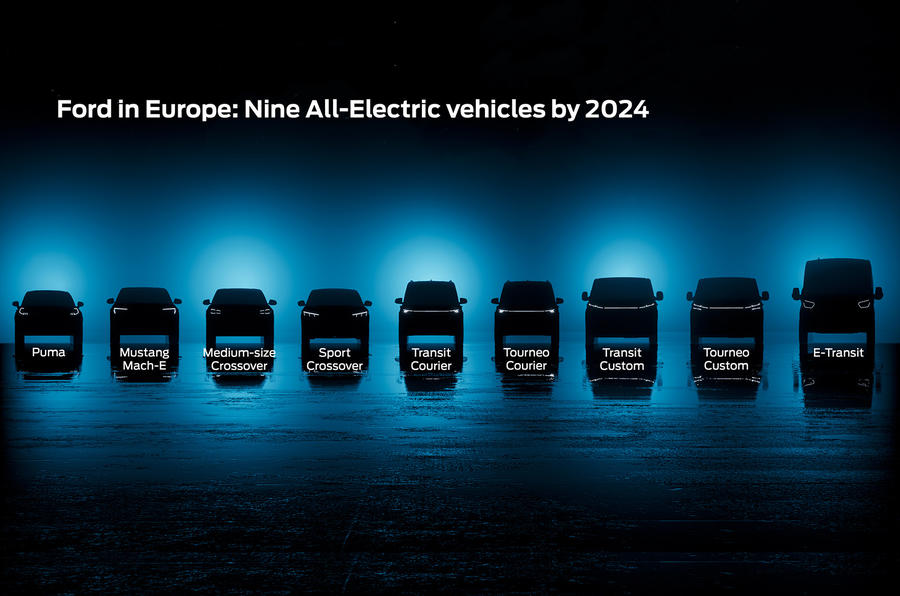マスタング・マッハEとEトランジットを含む、全9台のEVラインナップを欧州で展開する計画。