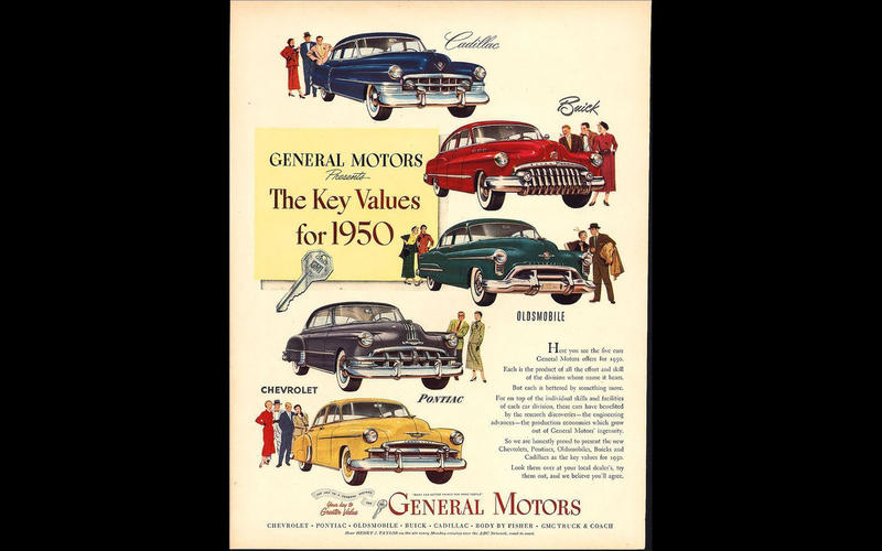 フォードの宿命のライバルであるGMは、オールズモビル、ポンティアック、ビュイック、シボレー、キャデラックを揃え、あらゆる市場ニーズに応えようとしていた。