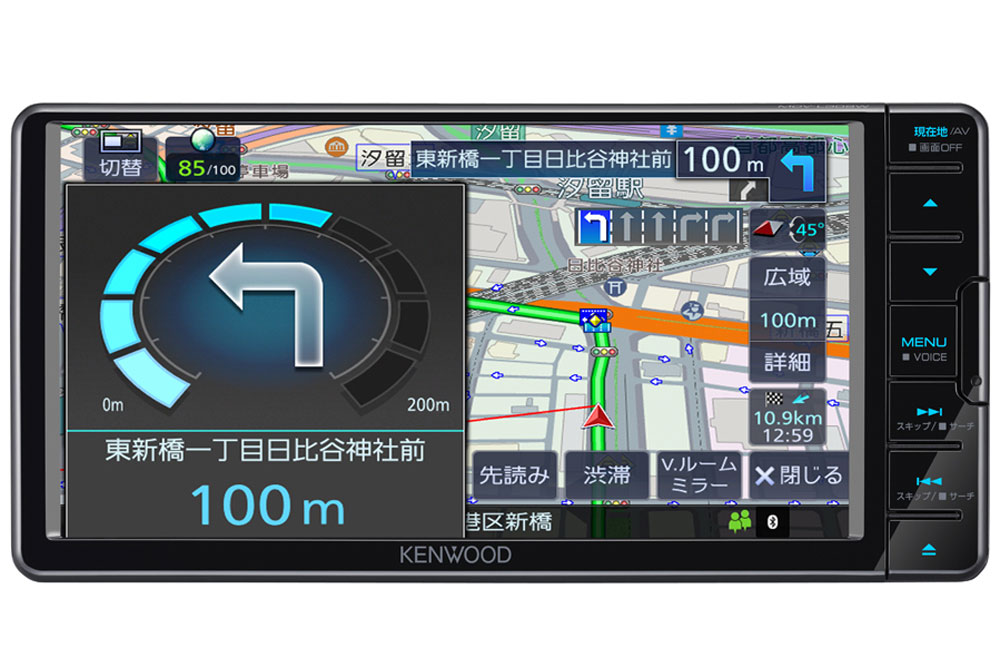 2022年モデルの彩速ナビ「タイプL」MDV-L309W(7V型200mmワイド)。画面右側に各種操作キーを配列するレイアウトが使いやすそうだ。