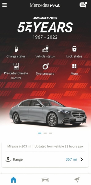 メルセデス・ベンツのスマートフォン・アプリ、メルセデス・ミーの画面