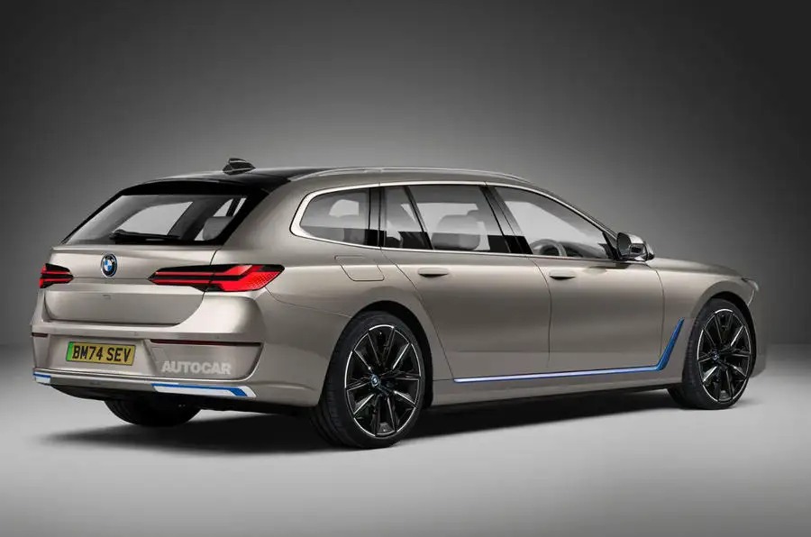BMW i5ツーリングは、欧州初のEVステーションワゴンとなる見込みだ。（画像は予想レンダリングCG）