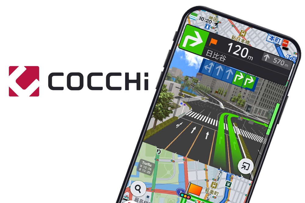 「COCCHi（コッチ）」のロゴと、ナビ機能のイメージ