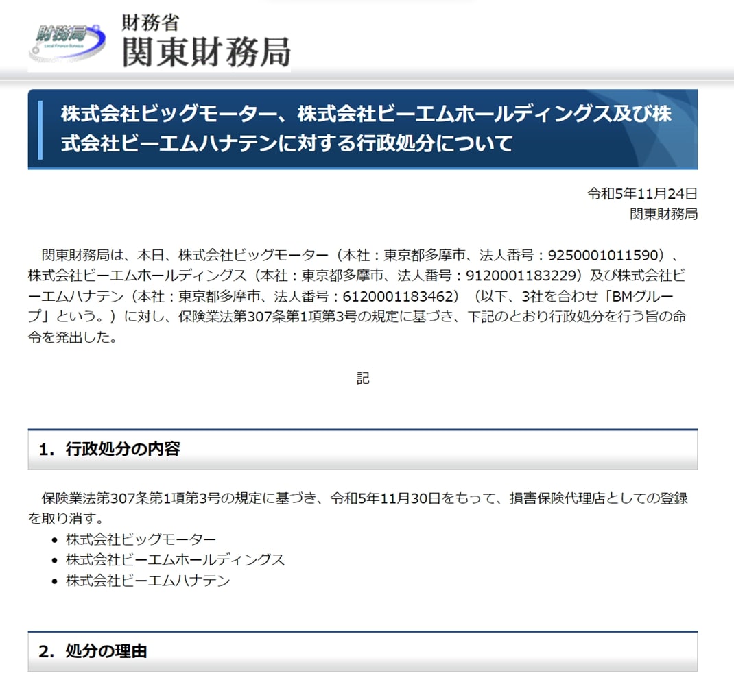 ビッグモーター不正報道