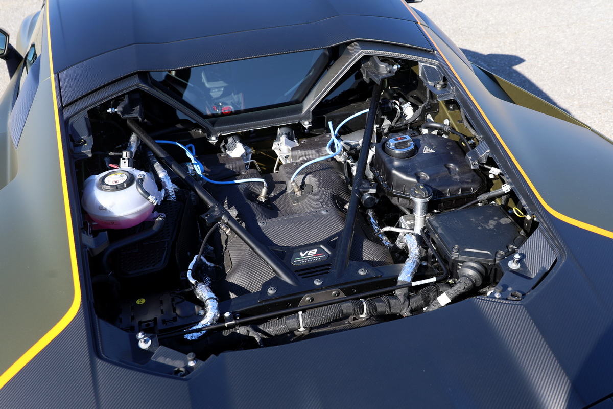 アレッジェリータ・パッケージのカーボンボンネットはフードを丸ごと外す仕様。