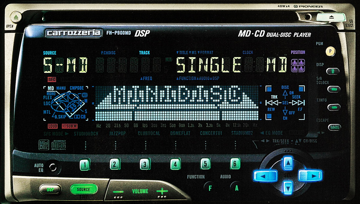 MDとCDの両方が楽しめる２DINサイズモデル、FH-P900MD。