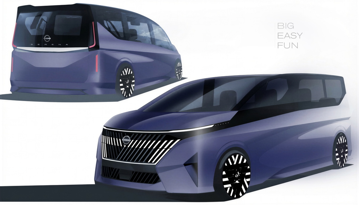 昨年末にマイナーチェンジした新型日産セレナのデザインスケッチ。