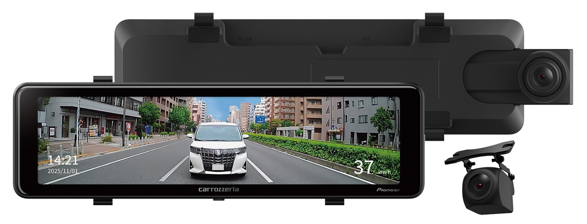 スタンダードモデルとなるVREC-MZ300D IIはフロントカメラを本体の背面に内蔵。映像記録は前後ともにフルHD画質だ。